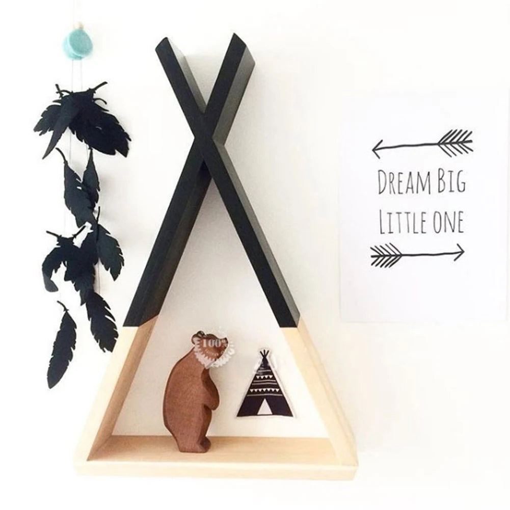 Nordic Nursery Wooden X Hanging Storage Rack For Kids Room Decor Need Assemble by yourself Kids Room Decor Wood Shelf Wall Rack