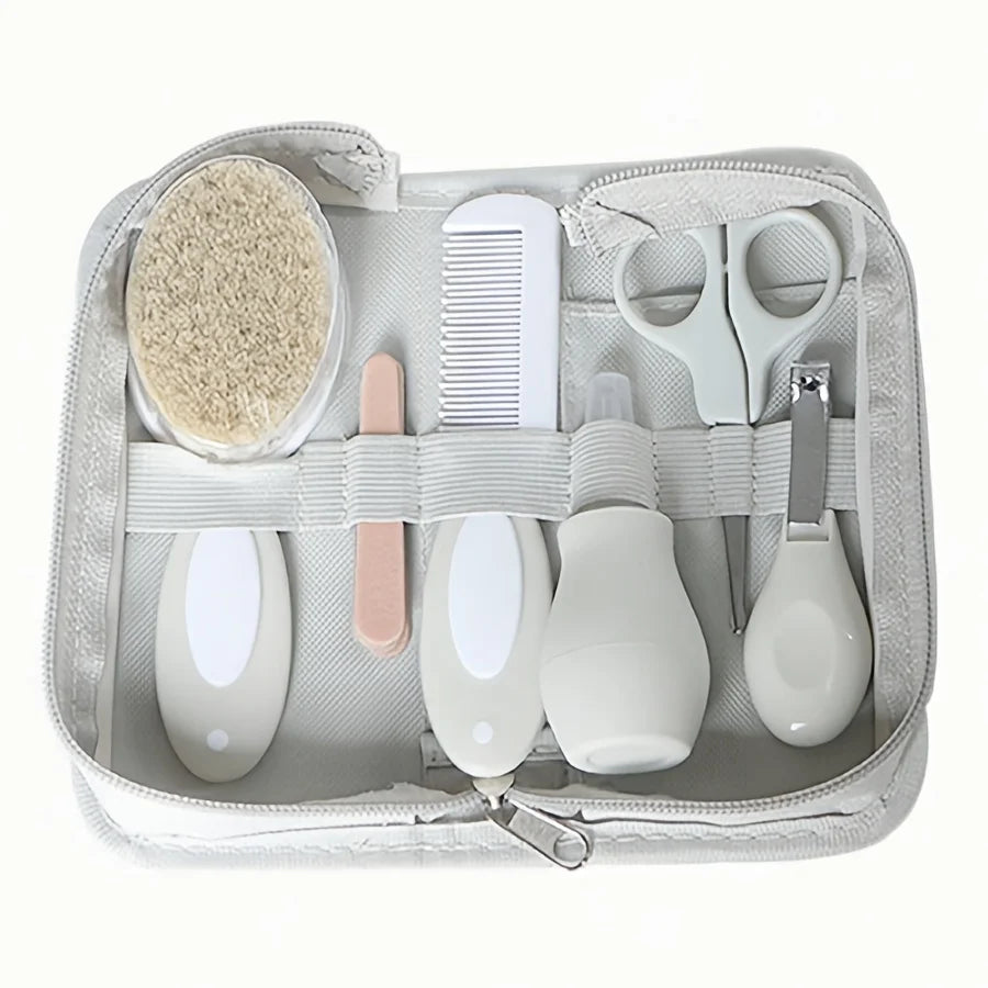 Baby care set six-piece set Baby nasal inhaler, nail clippers, brush, file, comb, set of daily cleaning and care accessories fo