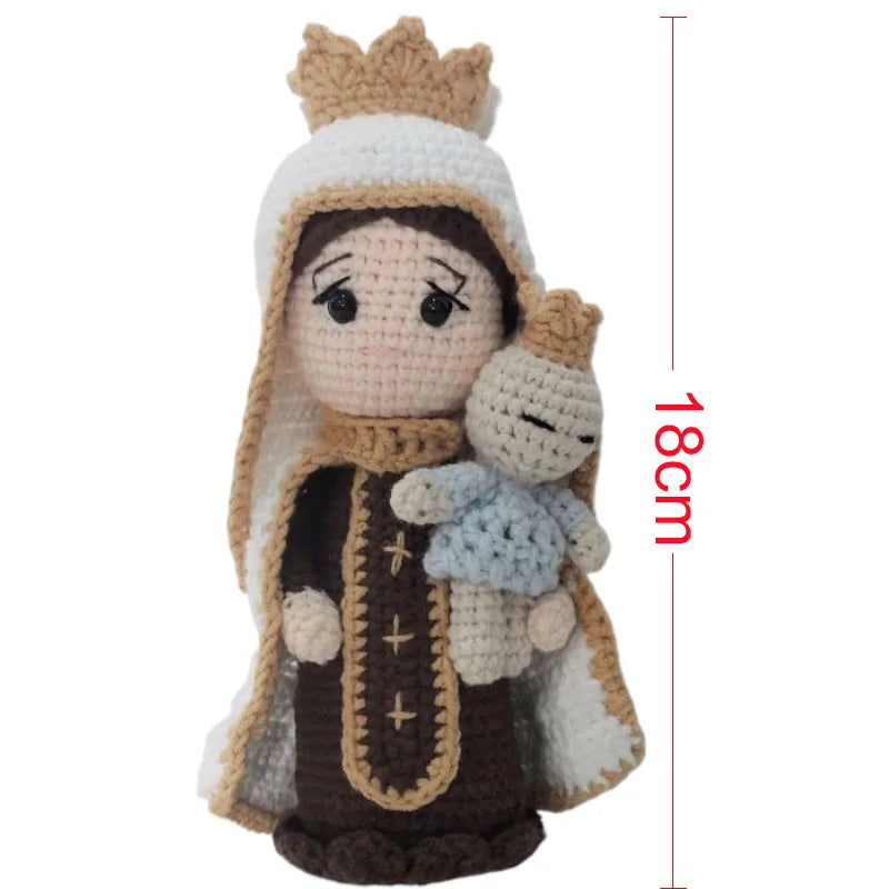 Handmade Crochet Virgin Mary with Child Plush Toy Home Kids Room Decor Gifts