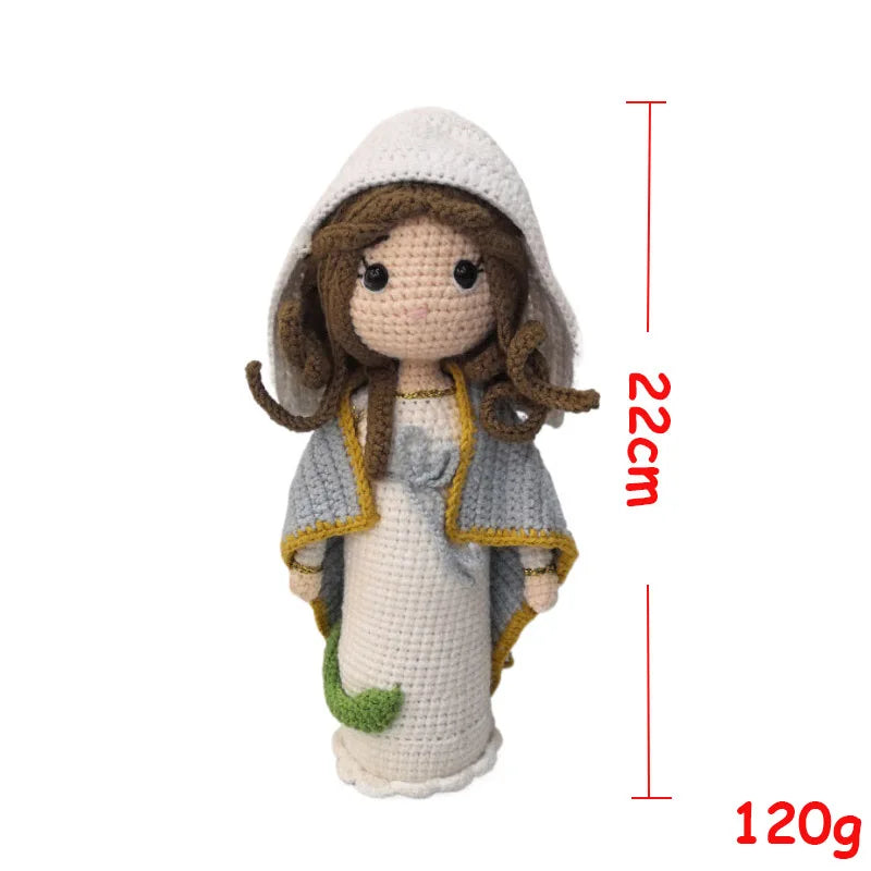 Handmade Crochet Virgin Mary with Child Plush Toy Home Kids Room Decor Gifts