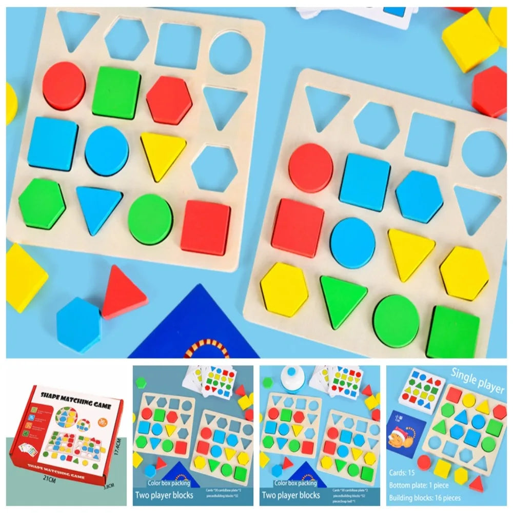 Early Learning Shape Colors Matching Memory Chess Matching Game Wooden Wooden Board Games Earning Toys Educational