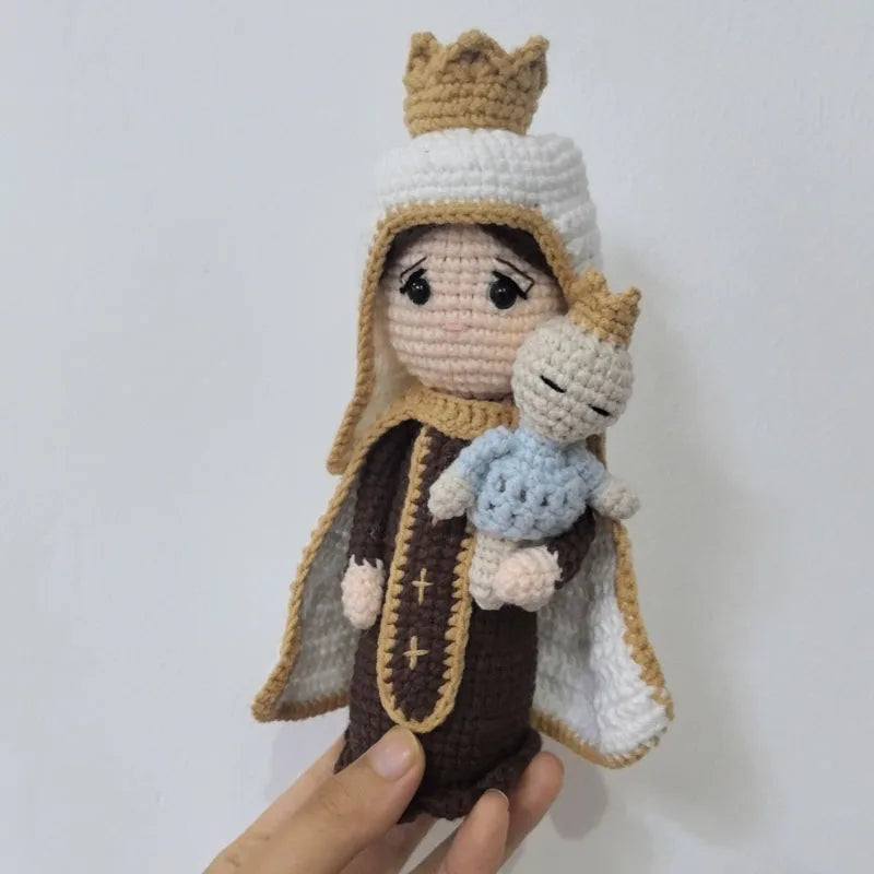 Handmade Crochet Virgin Mary with Child Plush Toy Home Kids Room Decor Gifts