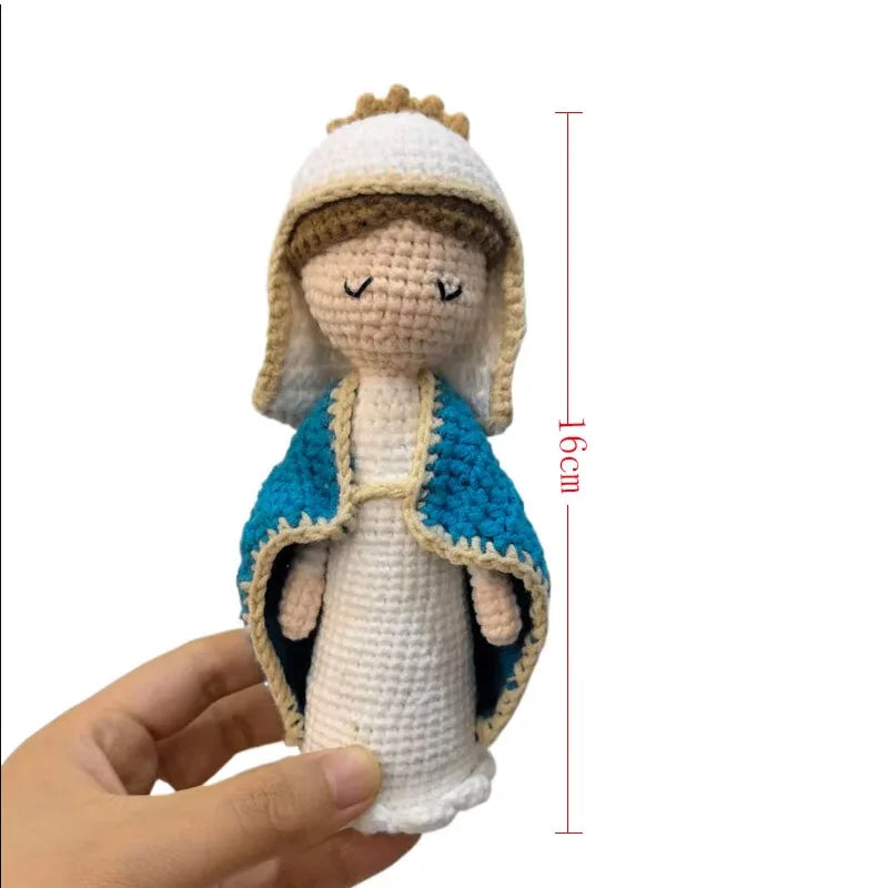 Handmade Crochet Virgin Mary with Child Plush Toy Home Kids Room Decor Gifts
