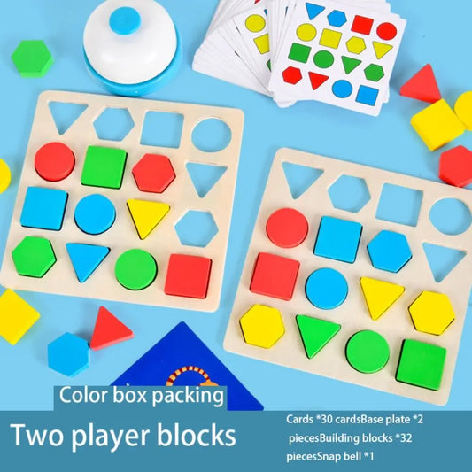 Early Learning Shape Colors Matching Memory Chess Wooden Educational Wooden Board Games Earning Toys Matching Game