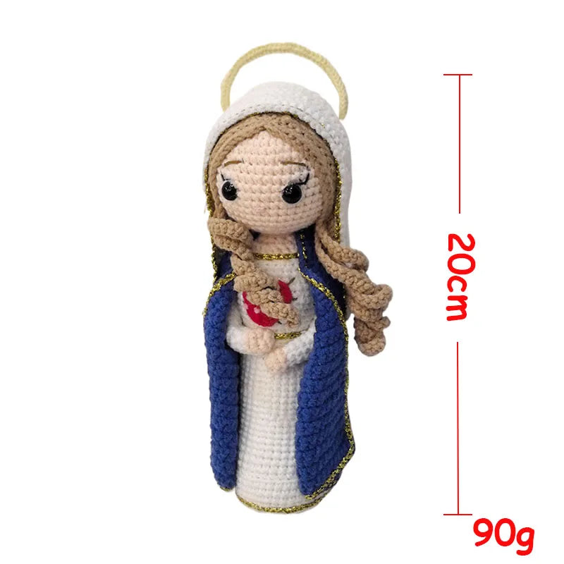 Handmade Crochet Virgin Mary with Child Plush Toy Home Kids Room Decor Gifts