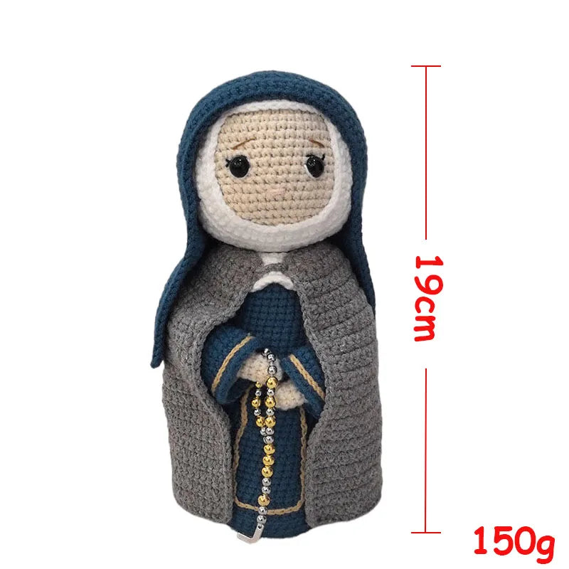 Handmade Crochet Virgin Mary with Child Plush Toy Home Kids Room Decor Gifts