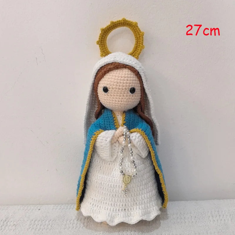 Handmade Crochet Virgin Mary with Child Plush Toy Home Kids Room Decor Gifts