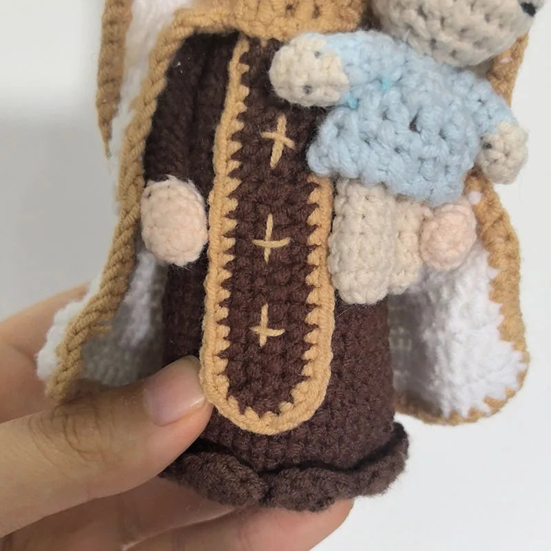 Handmade Crochet Virgin Mary with Child Plush Toy Home Kids Room Decor Gifts
